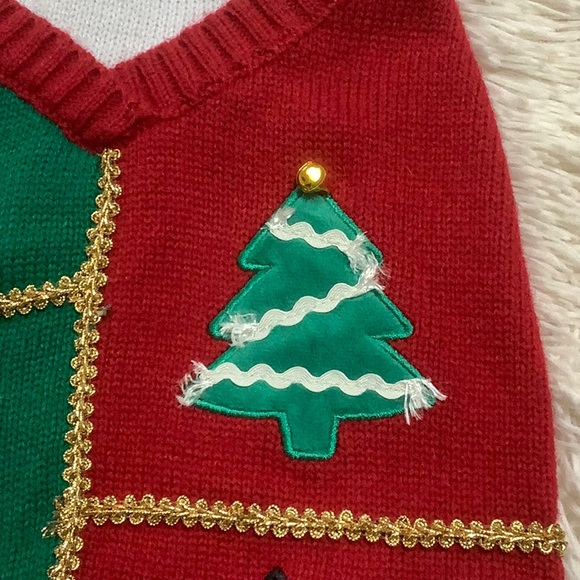 Time for Joy Dog Christmas Sweater 💗 Red Green & Ivory - Picture 10 of 13